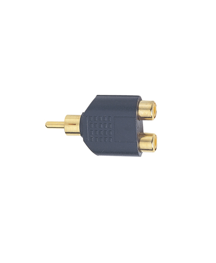 Gold Ph. plug to 2x Ph. sockets