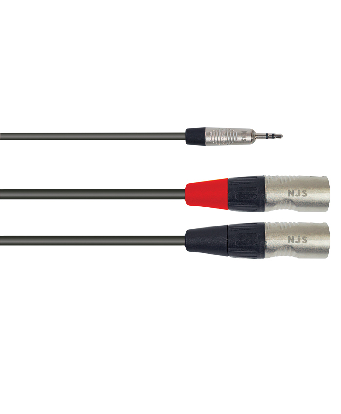 NJS773 3.5 Stereo Jack plug to XLR plug closeup