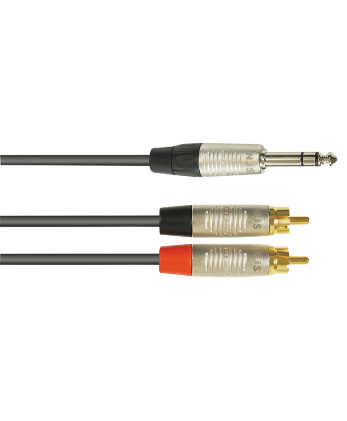NJS781 6.35mm Stereo jack plug to 2x Phono plugs without packing