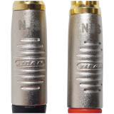 NJS781 6.35 Stereo Jack plug to 2x Phono plugs connection closeup