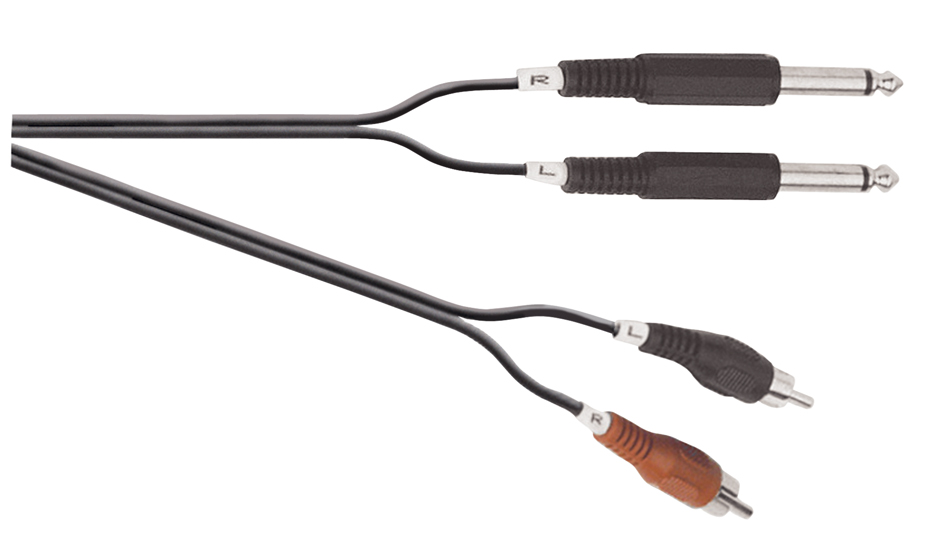 Soundlab A114G 2x 6.35mm Mono Jack plugs to 2x Phono plugs