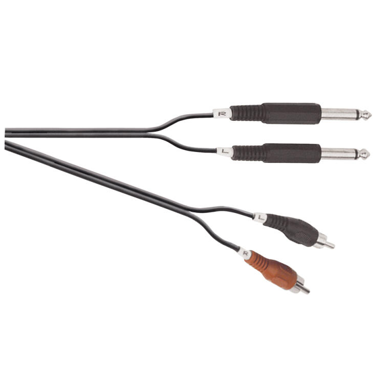 Soundlab A114G 2x 6.35mm Mono Jack plugs to 2x Phono plugs