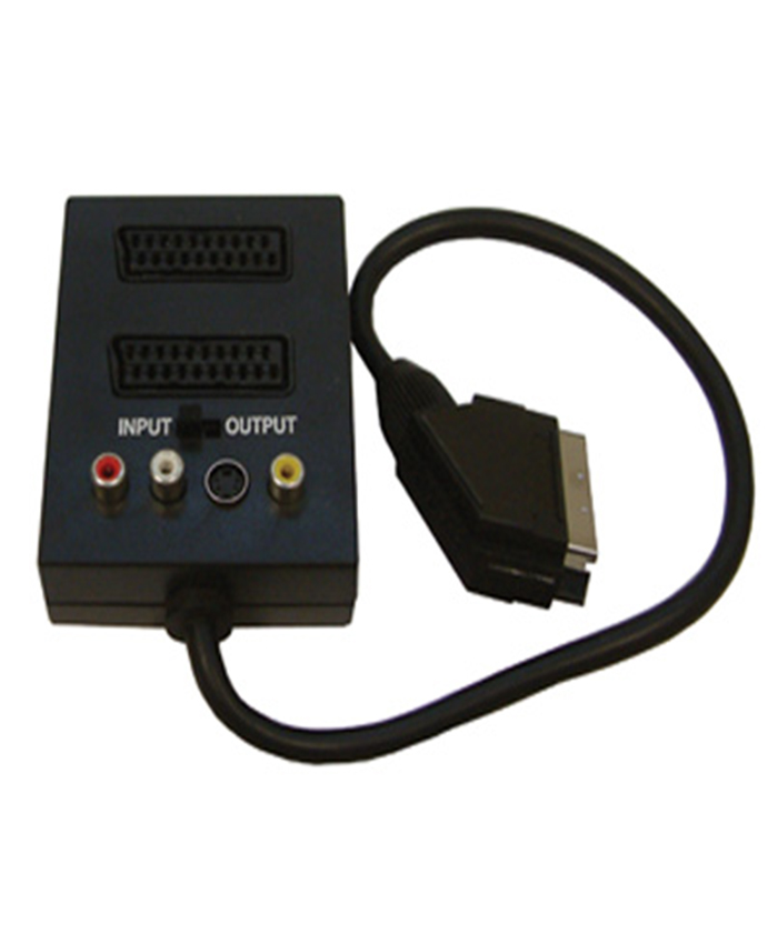Soundlab T113ZR 2 way Scart splitter with 3 Phono Sockets and SVHS Socket
