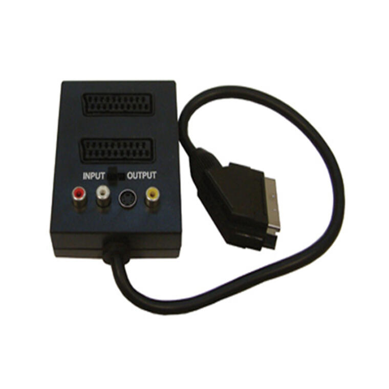 Soundlab T113ZR 2 way Scart splitter with 3 Phono Sockets and SVHS Socket