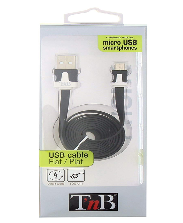 TnB CBFLAT1BK USB plug to Micro USB plug Flat Cable with packing