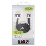 TnB CBFLAT1BK USB plug to Micro USB plug Flat Cable with packing