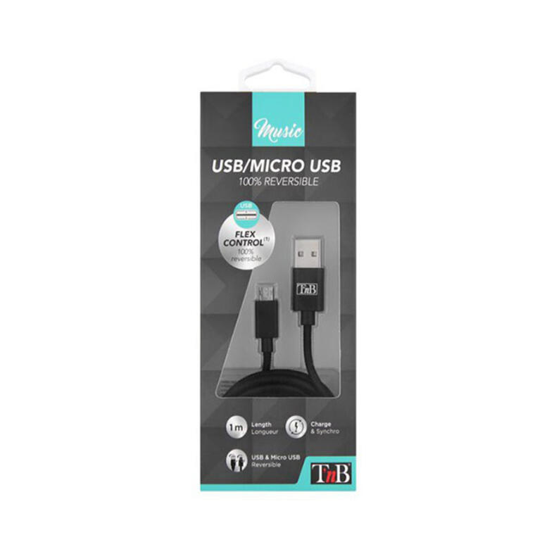 TnB CBMUSBSON2 USB plug to Micro USB reversible port with packing front2