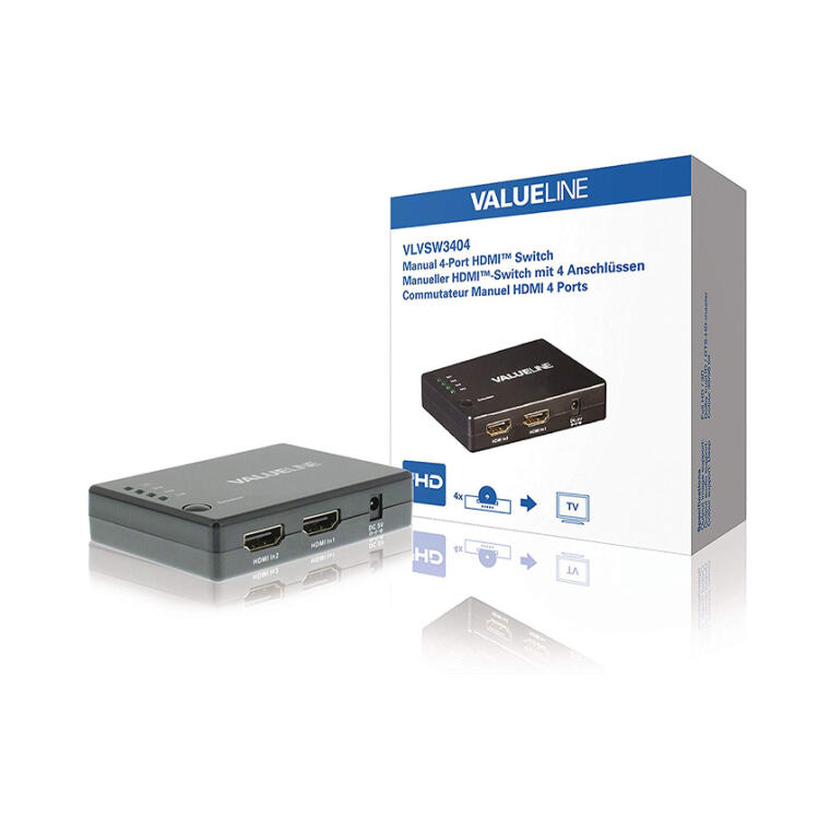 ValueLine VLVSW3404 Manual 4 port HDMI switch front