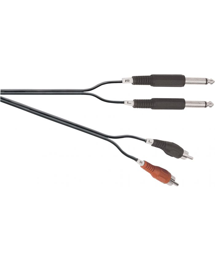 2x 6.35 mm Mono Jack Plugs to 2x Phono Plugs
