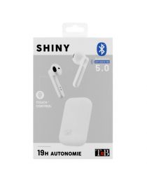 white shiny tws earphones 2