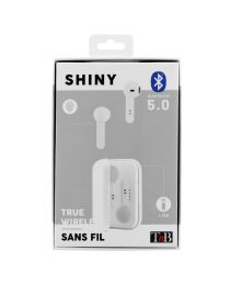 white shiny tws earphones 3