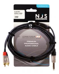NJS781 6.35 Stereo Jack plug to 2x Phono plugs with packing