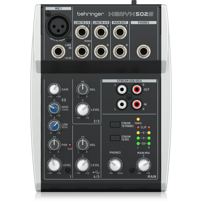 behringer xenyx 502s premium analog 5 input mixer with usb streaming interface musicmajlis 1