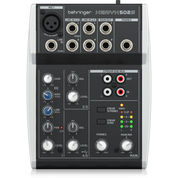 behringer xenyx 502s premium analog 5 input mixer with usb streaming interface musicmajlis 1
