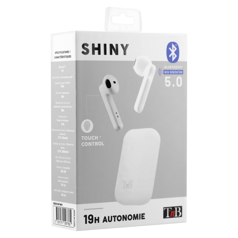 white shiny tws earphones 1