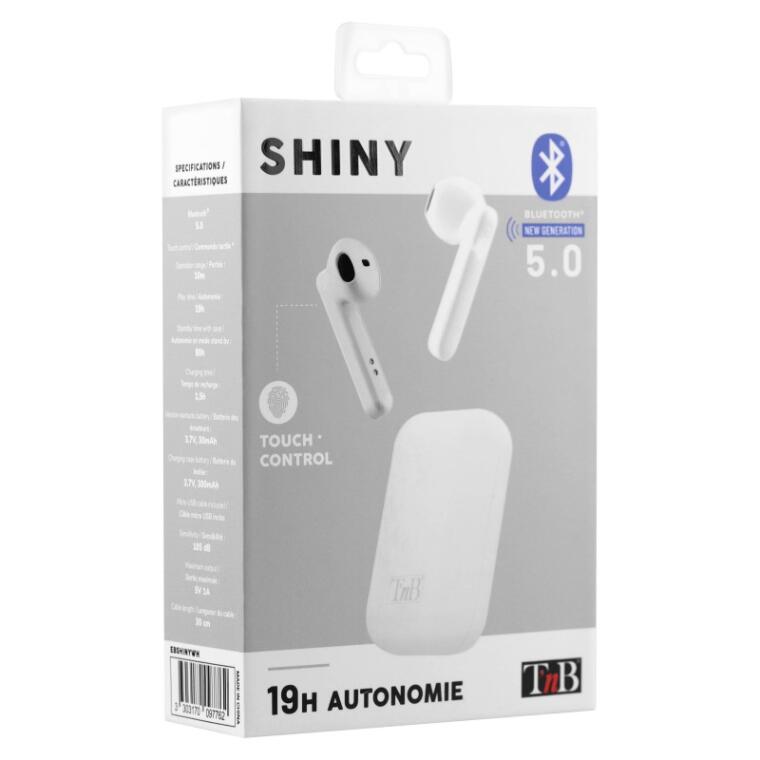 white shiny tws earphones 1