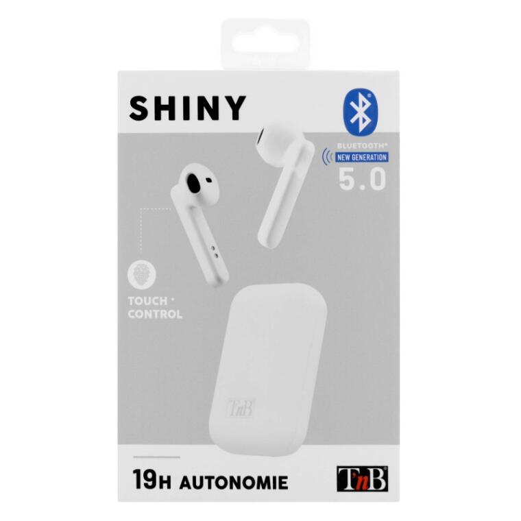 white shiny tws earphones 2