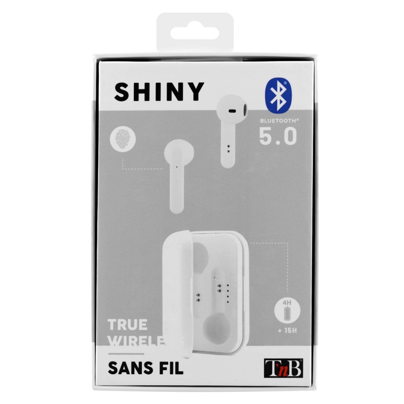 white shiny tws earphones 3